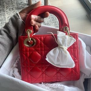 SOLD Dior Micro Lady Dior in Lambskin Red GHW